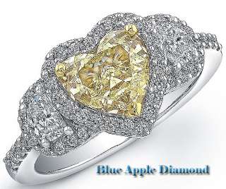 Halo Fancy Yellow Heart Shape Diamond Ring GIA 18k  