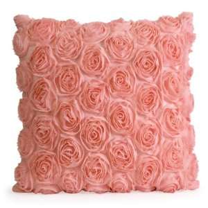 18 Tea Rose Pink Square Throw Pillow with 3 Dimensional 