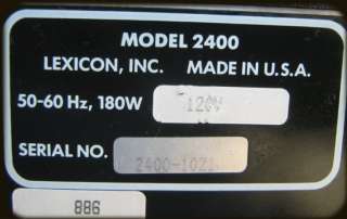 LEXICON 2400 AUDIO STEREO TIME COMPRESSOR EXPANDER 2400  