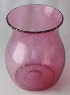 Czech art glass controlled air bubble cranberry vase  