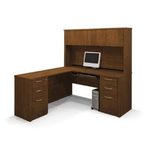Embassy L shaped Workstation with Hutch and Assembled Pedestals in 