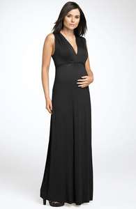 NEW OLIAN Maternity Shirred Jersey Maxi DRESS Size SMALL BLACK  