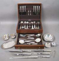 Group 76 Kirk Stieff Repousse Sterling Silver Flatware & Serving 
