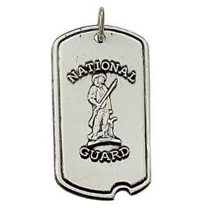  1 1/8 Sterling Silver U.S. National Guard Dog Tag with St 