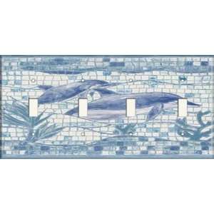  Four Switch Plate   Dolphin Tiles