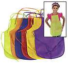 12 Pack Childrens Artists Aprons, Polyester Non woven Assorted Colors