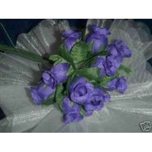   Rose Silk Favor Flower Pick Wedding Shower   Purple 