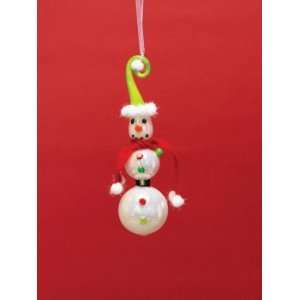 6 Mod Holiday Whimsical Snowman w/Hat & Scarf Glass 