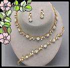 Gold & Crystal Necklace Set Event Wedding Bride Bridesmaid Jewelry New 