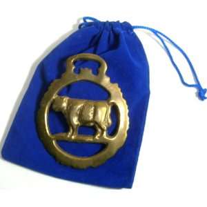  Vintage Horse Brass in Gift Bag   Cow 