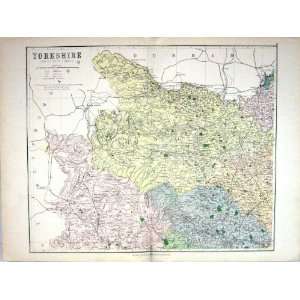  Philip Antique Map England 1885 Yorkshire Masham Askrigg 