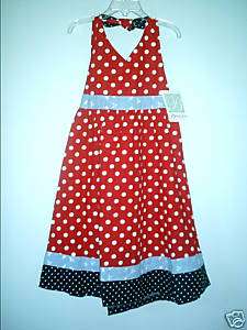 BONNIE JEAN Girls Red White Blue Sleeveless Cotton Dress Outfit 6 NEW 