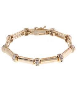 18 kt Yellow Gold over Sterling Silver Diamond accent Bar Bracelet 