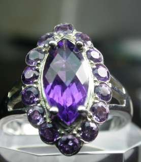 925 SOLID STERLING SILVER AMETHYST LADIES RING WOW  