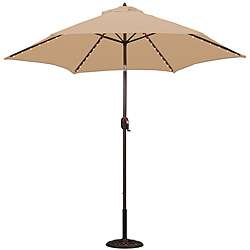 TropiShade 9 foot Beige Aluminum Bronze Lighted Market Umbrella 