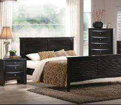 Black Shutter 3 piece Queen size Bedroom Furniture Set  