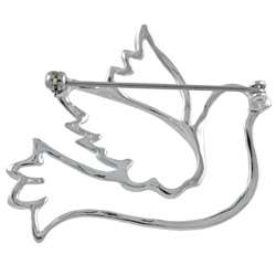 Silvermoon Sterling Silver Dove Outline Brooch Pin  