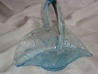 Vintage Princess House Ice Blue Glass Basket  