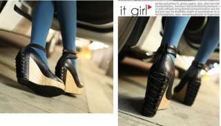   Womens Shoes Boots Platform Wedge Heels Ankle Strap Pumps #077  