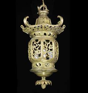 Brass Bronze Lantern Chandelier Light Chinese Japanese Antique Vintage 
