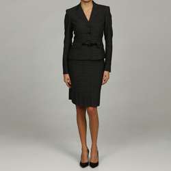 Anne Klein Womens 3 button Glen Plaid Skirt Suit  