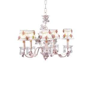 Pink Net Flower Chandelier Shades on the Pink 5 Arm Crystal Flower 