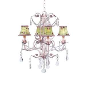  Green Check with Pink Rosebud Chandelier Shades on the 