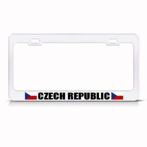 Czech Republic Flag White Country Metal license plate frame Tag Holder