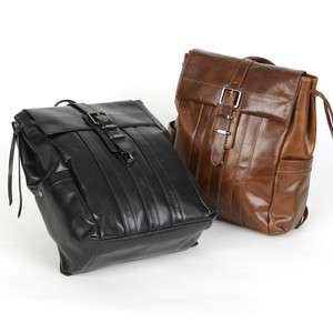   Vintage Real Premium Leather Backpack Bookbag Black DarkBrown e7544