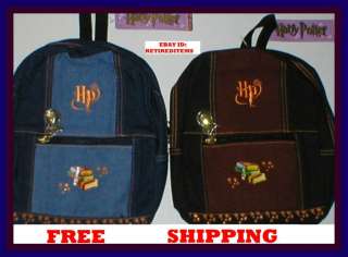 New Small HARRY POTTER BACKPACK Embroidered Book Bag W/ 2 Zippered 