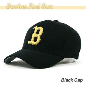 Boston Red Sox Team Baseball Cap Black Cap with Gold Color Logo BR06 