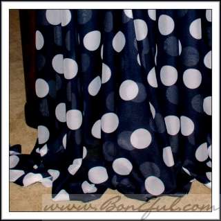   Black Cream B&W Knit Large Minnie Polka Dot 54 *Sheer Curtain Decor