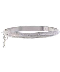   Sterling Silver 6 inch Engraved Tween Bangle Bracelet  