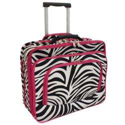 World Traveler Pink Zebra Rolling Laptop Tote  