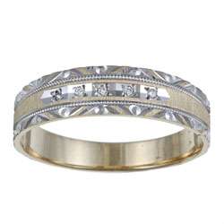 10k Two tone Gold Mens Diamond Accent Wedding Band  