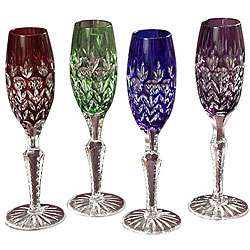 Shannon Dynasty Colored Crystal Champagne Flutes (Set of 4 