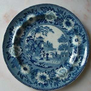 1820s Rogers Blue China 10 Plate Oriental Zebra  