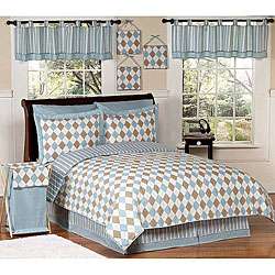 Blue and Brown Argyle Teen Bedding Set  