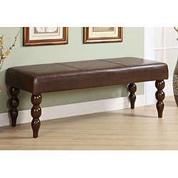 Bi cast Leather Bench with Turned Legs  
