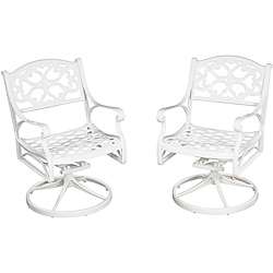 Home Styles Biscayne Cast Aluminum White Outdoor Swivel Chair 
