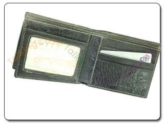 Mens Black Genuine Leather BiFold Credit Card ID Wallet  