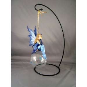    HANGING BLUE COLORED FAIRY On Glass Bubble 
