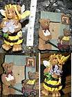 Bear Figurine dressed as a bumble bee and Small Bear Frame