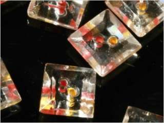   DOLL VINTAGE CZECH SQUARE FACETED CRYSTAL GLASS ART DECO GLASS BUTTONS