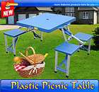 New Outdoor Blue Picnic Table Portable Folding Camping With Case Seats