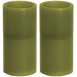 Flameless Green Pillar Candles (Set of 2)  