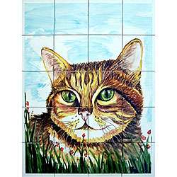 Cool Cat Face Mosaic 20 tile Wall Mural  