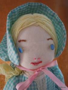Vintage Rag Doll with Sun Bonnet Hand Made 19  