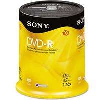 Sony (100DMR47RS4) 100 x DVD R 4.7 GB 120min 16x Spindle Storage Media 