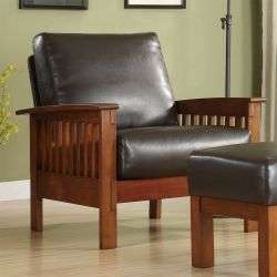 Hills Mission style Bi cast Leather/ Oak Chair  
